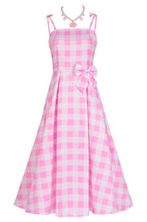 Robe à carreaux rose du film Barbie Margot